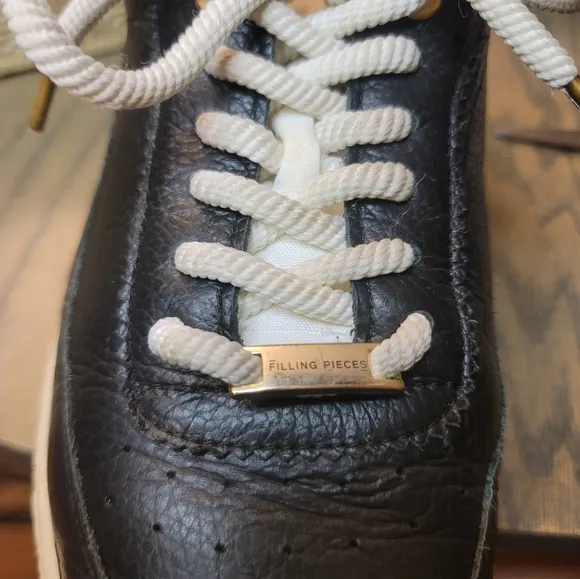 Filling Pieces Men's Pebbled Leather Low Top Black Sneakers Size 42 US 9.5