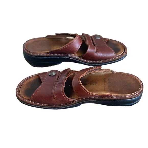 Finn Comfort Brown Leather Strap Sandals, EU 37