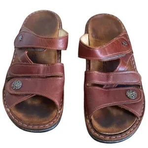 Finn Comfort Brown Leather Strap Sandals, EU 37