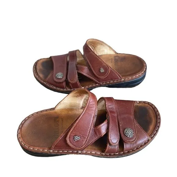 Finn Comfort Brown Leather Strap Sandals, EU 37