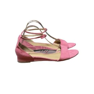 Fiomi Women's Size‎ 10 Pink Faux Suede Ankle Strap Sandals With Buckle Closure