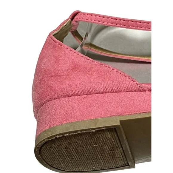 Fiomi Women's Size‎ 10 Pink Faux Suede Ankle Strap Sandals With Buckle Closure