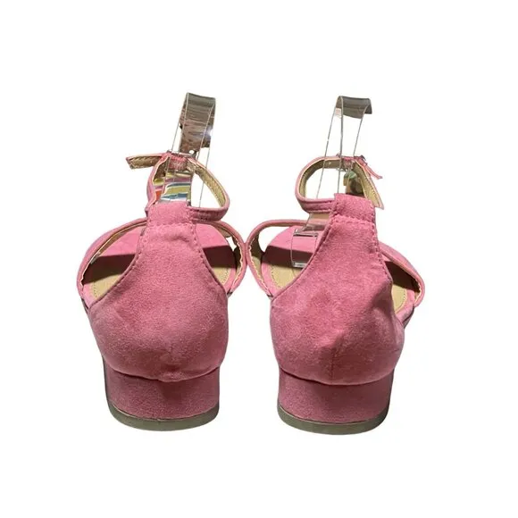 Fiomi Women's Size‎ 10 Pink Faux Suede Ankle Strap Sandals With Buckle Closure