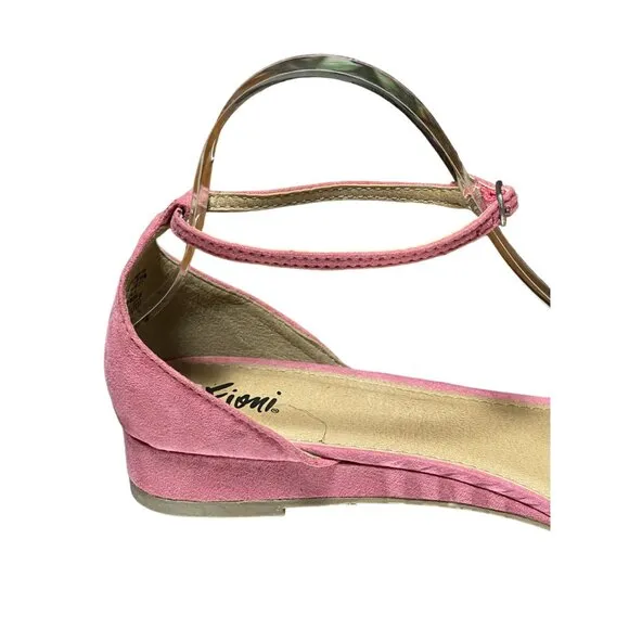Fiomi Women's Size‎ 10 Pink Faux Suede Ankle Strap Sandals With Buckle Closure