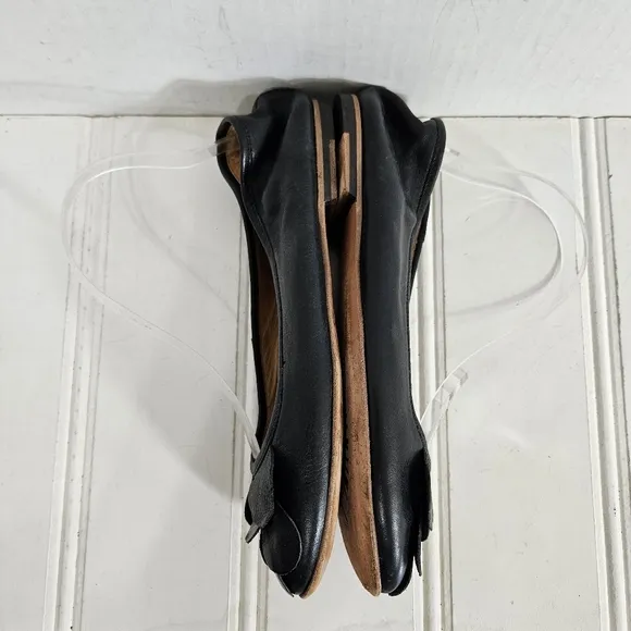 Fiorentini   Baker Ballet Flats Womens Size 39 Black Leather Petal Detail Shoes