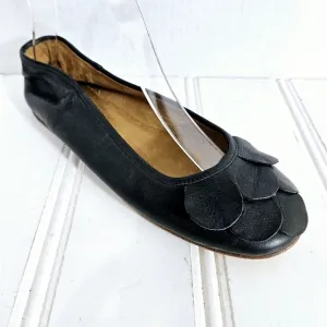 Fiorentini   Baker Ballet Flats Womens Size 39 Black Leather Petal Detail Shoes