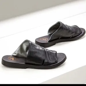 Fiorentini baker vero curio black leather slip on sandals size 41