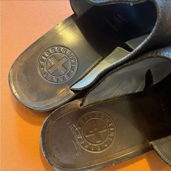 Fiorentini baker vero curio black leather slip on sandals size 41