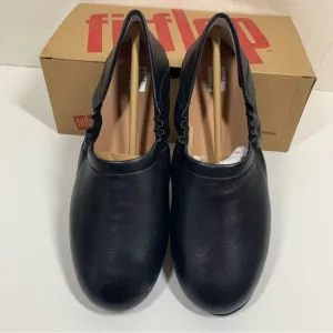 FitFlop Allegro Fold Down Back Ballerina Flats Black Leather Size 7.5 New