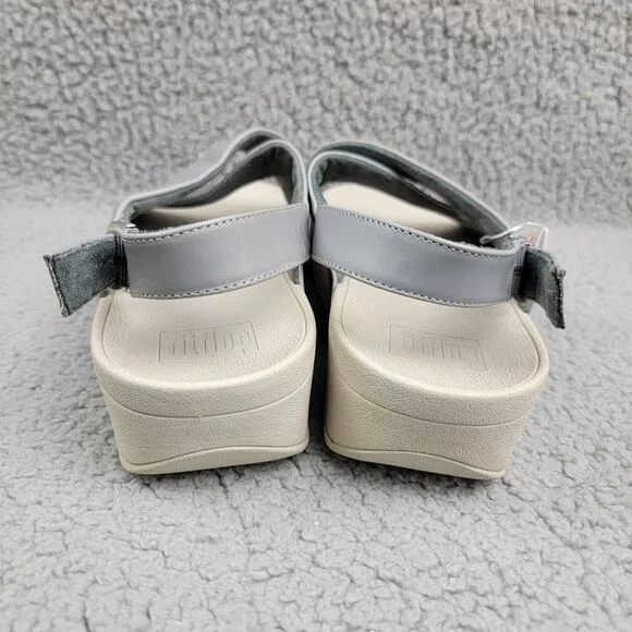 FitFlop Lulu Cross Back Strap Leather Sandals Leather Dove Blue Women's 8