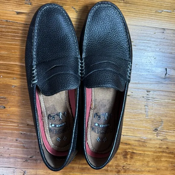 Florsheim Men’s Leather Driver Black Driving Penny Loafer Slip-On Moc toe 10 M