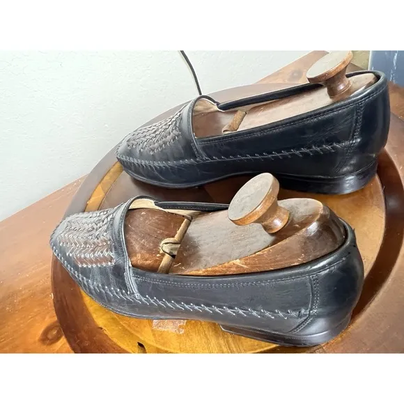Florsheim Woven Leather Loafers 10 Eee Black Brown Slip On Braided