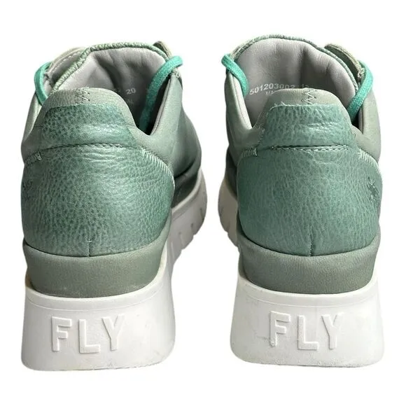 Fly London Bump Womens Green Platform Leather‎ Sneaker Size EU37 US7 M