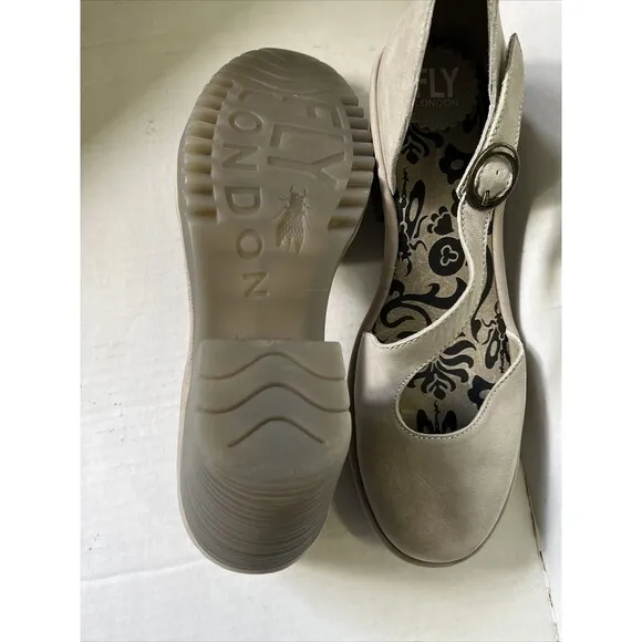 Fly London Leather Asymmetrical Strap Heeled Sandals Wako Cloud NWOB