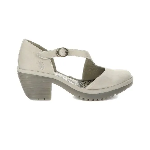 Fly London Leather Asymmetrical Strap Heeled Sandals Wako Cloud NWOB