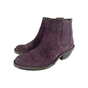 Fly London Women's Purple Suede Ankle Boots US 7 Heels Chelsea Boot Booties
