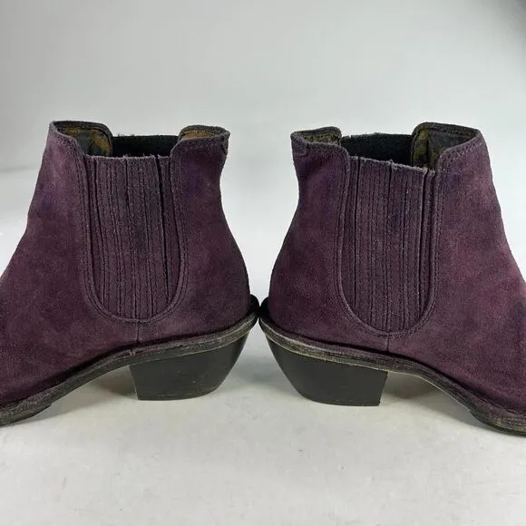 Fly London Women's Purple Suede Ankle Boots US 7 Heels Chelsea Boot Booties