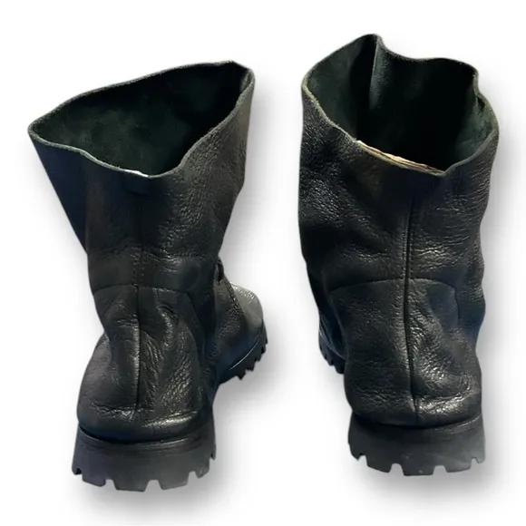Foot Pedals Black Distressed Lace Up Ankle Leather Boots Size 38 8.5 us