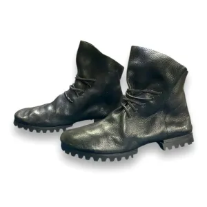 Foot Pedals Black Distressed Lace Up Ankle Leather Boots Size 38 8.5 us