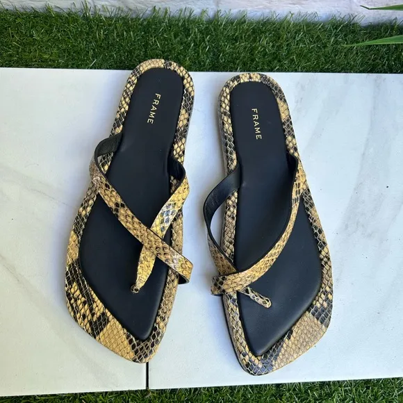 Frame Le Montauk Leather Cross Sandals python multi Size 38 like new