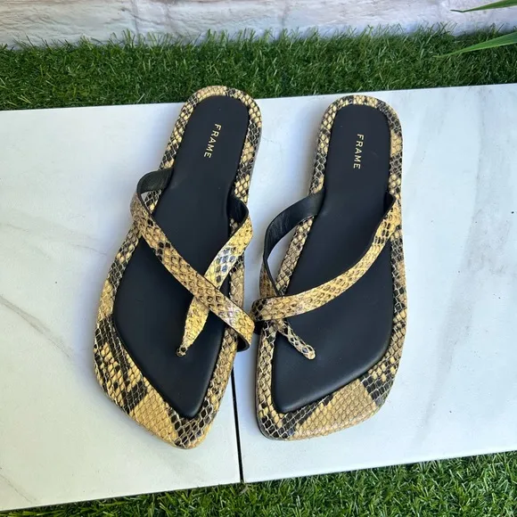Frame Le Montauk Leather Cross Sandals python multi Size 38 like new