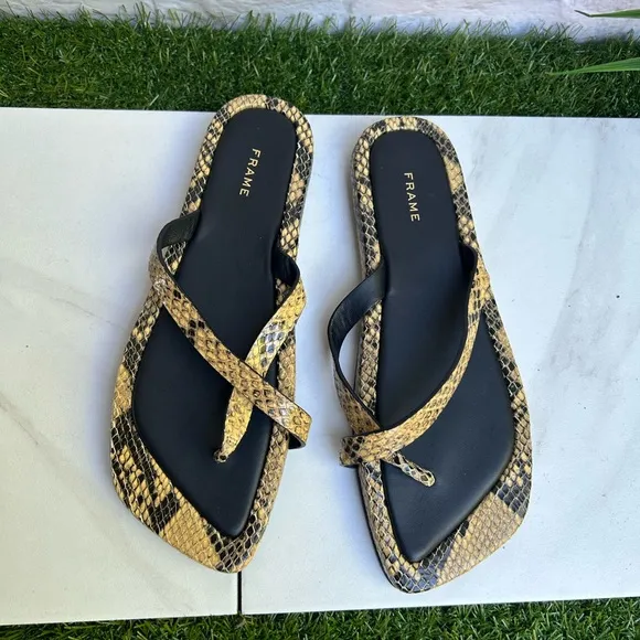 Frame Le Montauk Leather Cross Sandals python multi Size 38 like new