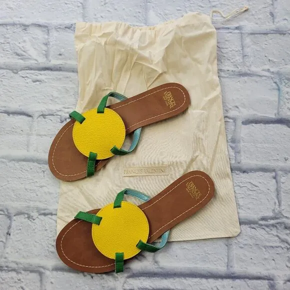 Frances Valentine Canary Grass Circle Slides size 6