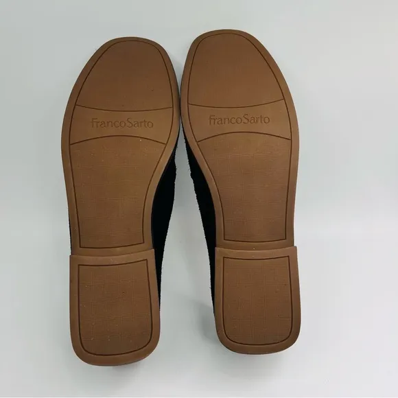 Franco Sarto Black Marah Woven Suede Leather Slip On Loafers Size 9.5