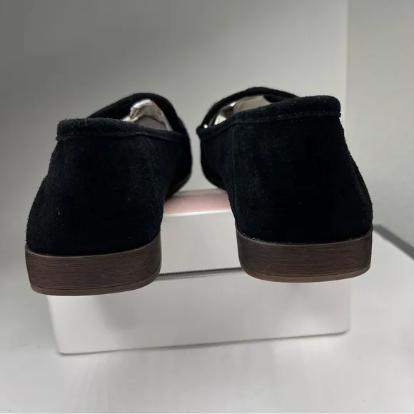 Franco Sarto Black Marah Woven Suede Leather Slip On Loafers Size 9.5
