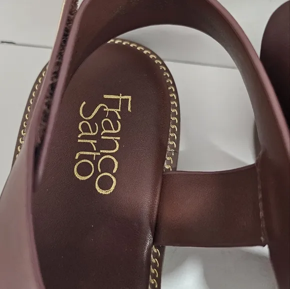 Franco Sarto Gensi  Brown Toe Loop Leather Sandals New