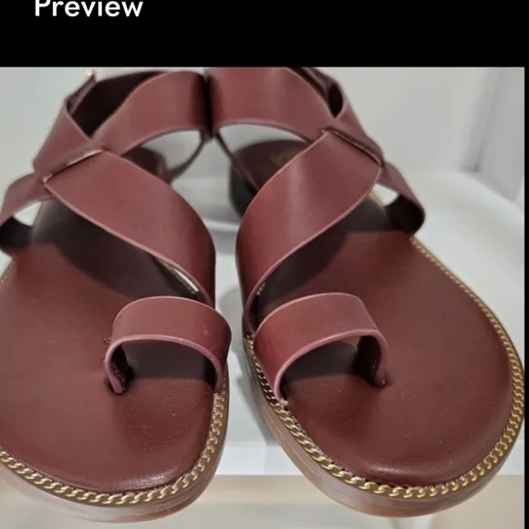 Franco Sarto Gensi  Brown Toe Loop Leather Sandals New