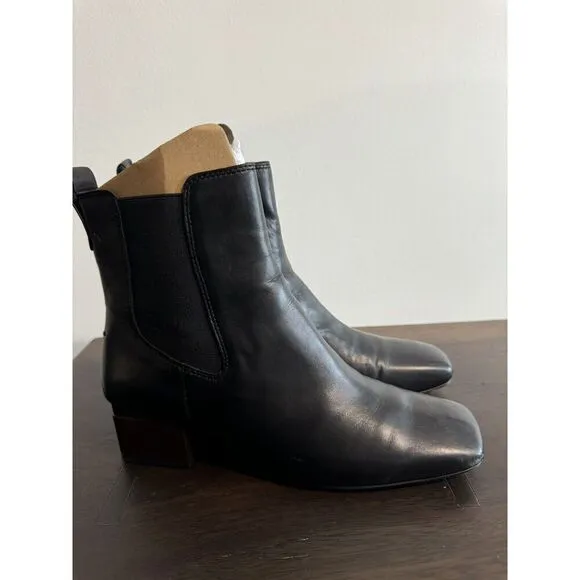 FRANCO SARTO Waxton Chelsea Boots Women's 8 Black Leather GUC Ankle Heel