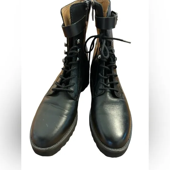 Franco Sarto women’s L canon2 black leather combat boots | moto boots Sz 5
