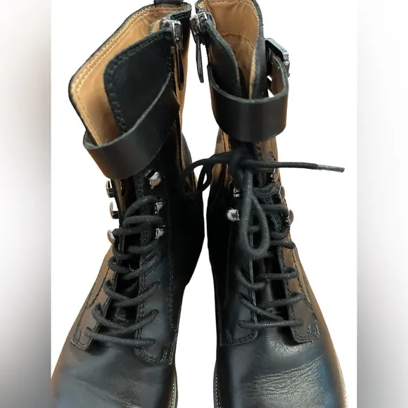 Franco Sarto women’s L canon2 black leather combat boots | moto boots Sz 5