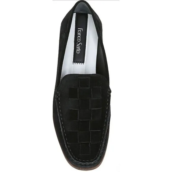 Franco Sarto Women’s Loafers Marah Woven Black Suede, Size 5 NIB