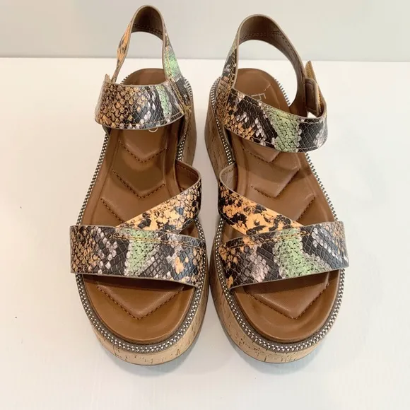 FRANCO SARTO OZIO Multicolor Snake Print Sandals Size 7M