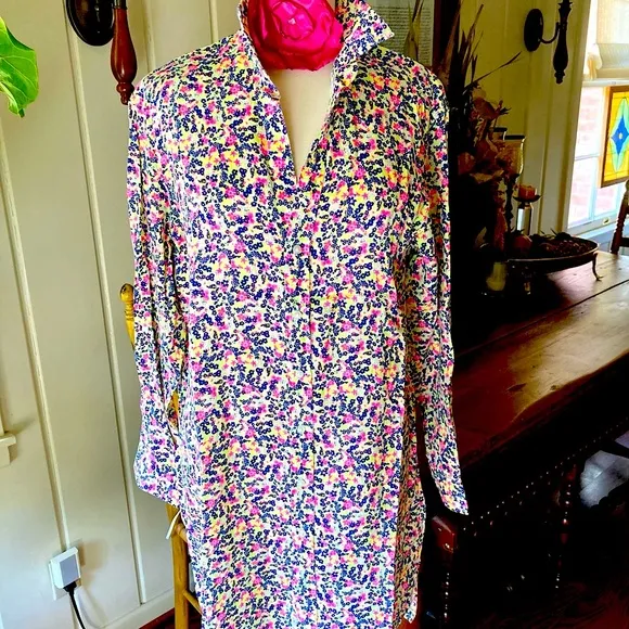 FRANK &amp; EILEEN HUNTER FLORAL LINEN DRESS