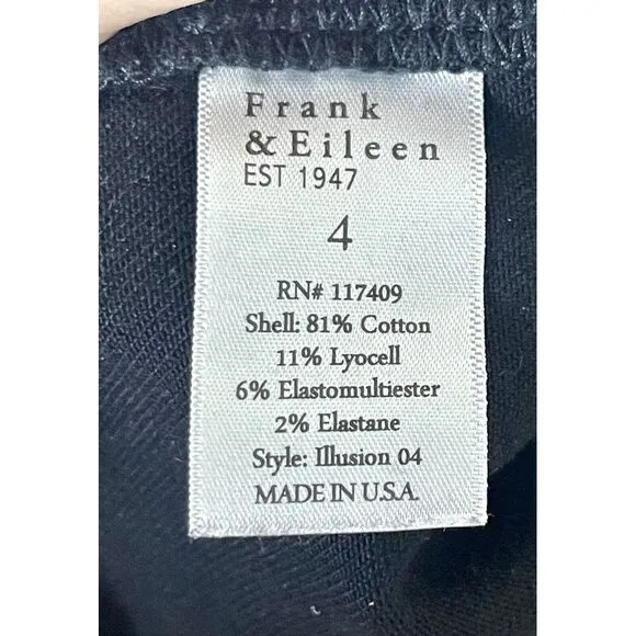 FRANK &amp; EILEEN Illusion‎ Pull-On Italian Dream Denim Jeans Black Size 4