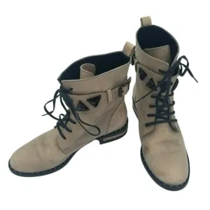 Freda Salvador Women's Combat Boots Size 6 Gray 100% Leather Jeweled