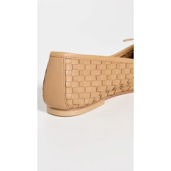 Freda Salvador Woven Leather Jada Flats - 7.5 - Latte Closed Woven Calf
