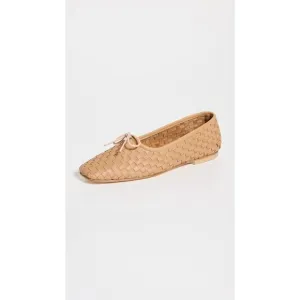 Freda Salvador Woven Leather Jada Flats - 7.5 - Latte Closed Woven Calf