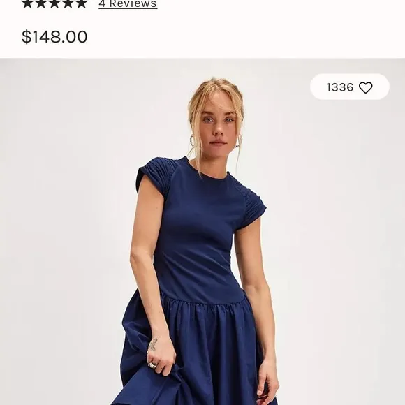 Free People Afternoon Elegance Midi Dress Drop Waist 95% Cotton Size Medium