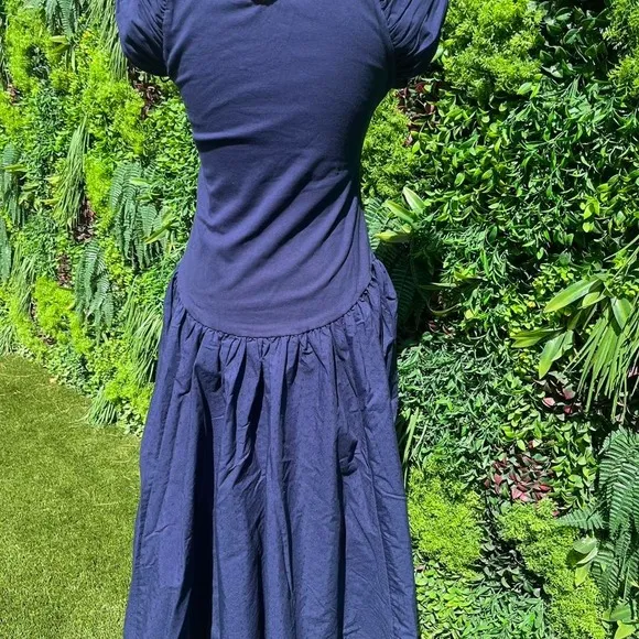 Free People Afternoon Elegance Midi Dress Drop Waist 95% Cotton Size Medium