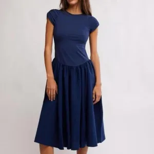 Free People Afternoon Elegance Midi Dress Drop Waist 95% Cotton Size Medium