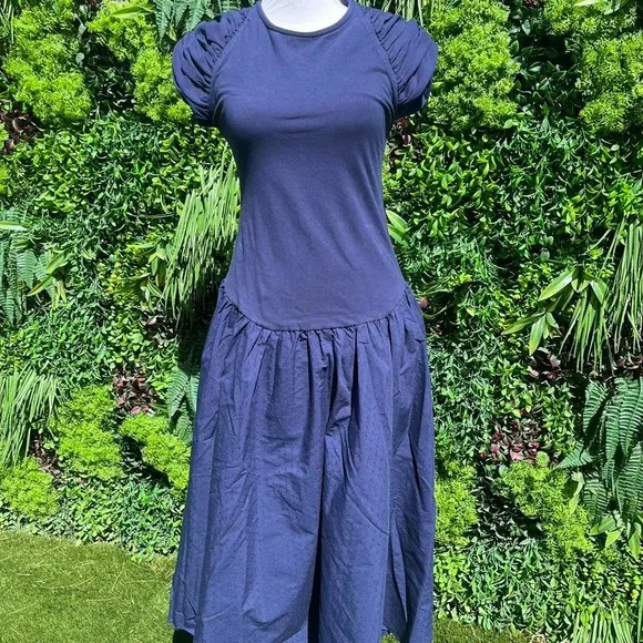 Free People Afternoon Elegance Midi Dress Drop Waist 95% Cotton Size Medium