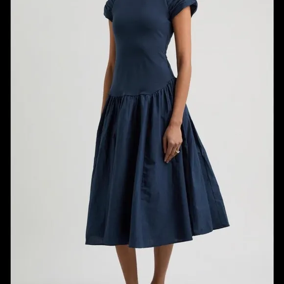 Free People Afternoon Elegance Midi Dress Drop Waist 95% Cotton Size Medium