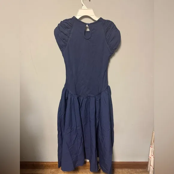 Free People Afternoon Elegance Midi Dress in Indigo Pura Retail $148 NWOT