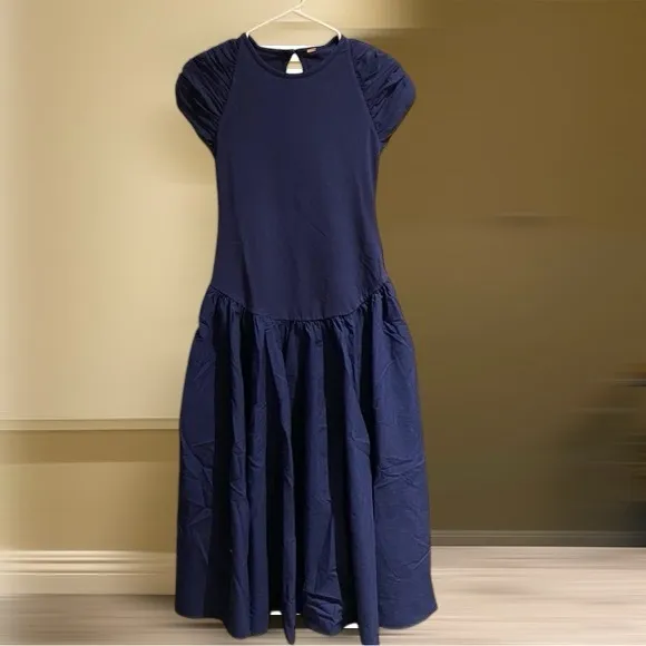 FREE PEOPLE Afternoon Elegance Midi Dress in Navy Sz XS NEW $148!