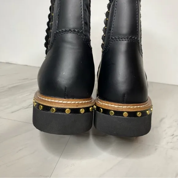 Free People Atlas Black Puffer Studded Chelsea Boot 39 1/2
