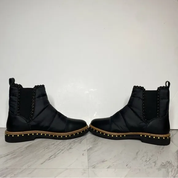 Free People Atlas Black Puffer Studded Chelsea Boot 39 1/2